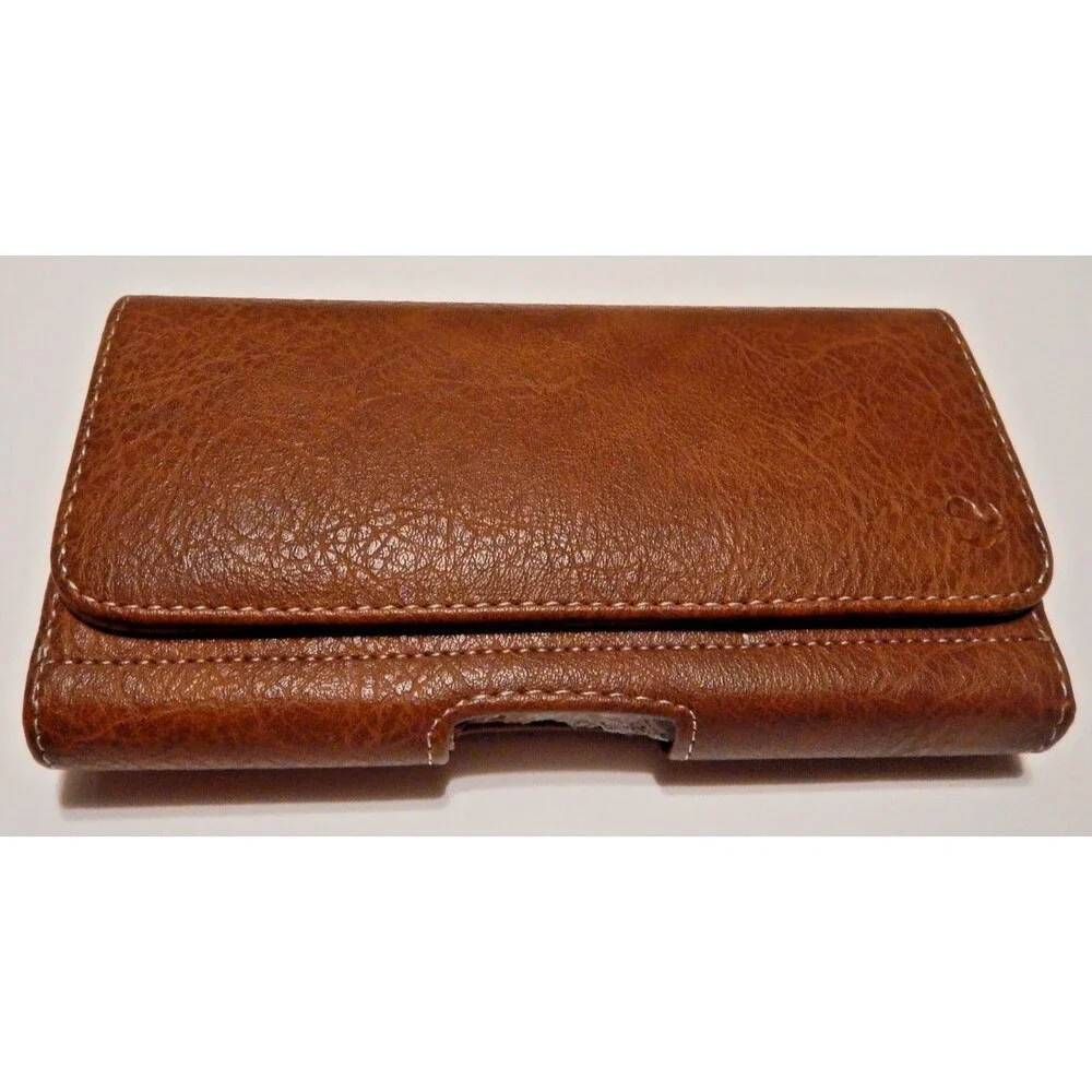 New Leather Belt Clip Phone Holster Case Universal Horizontal Flip Pouch Brown